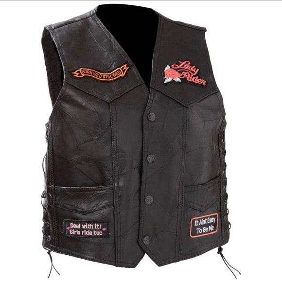 NWT DIAMOND PLATE LADIES ROCK BLACK RIDING LEATHER VEST | Size Small - Picture 1 of 10